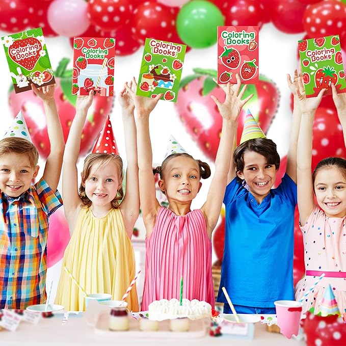 Strawberry DIY Coloring Books - 24-Pack Strawberry Coloring DIY Art Drawing Books Fruits Patterns Christmas Winter Xmas New Year Gifts Kids Birthday Sweet Party Favors Class Art Activity