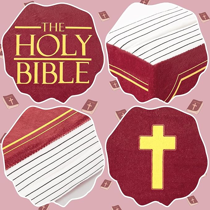 Children's Cartoon Plush Toy Throw Pillows, Christmas Holiday Bible Book Pillow That Opens, Home Aesthetic Room Decorative Pillow, Kids Pillow, for Bedroom Sofa Cushion Chair Couch Bed (Red)