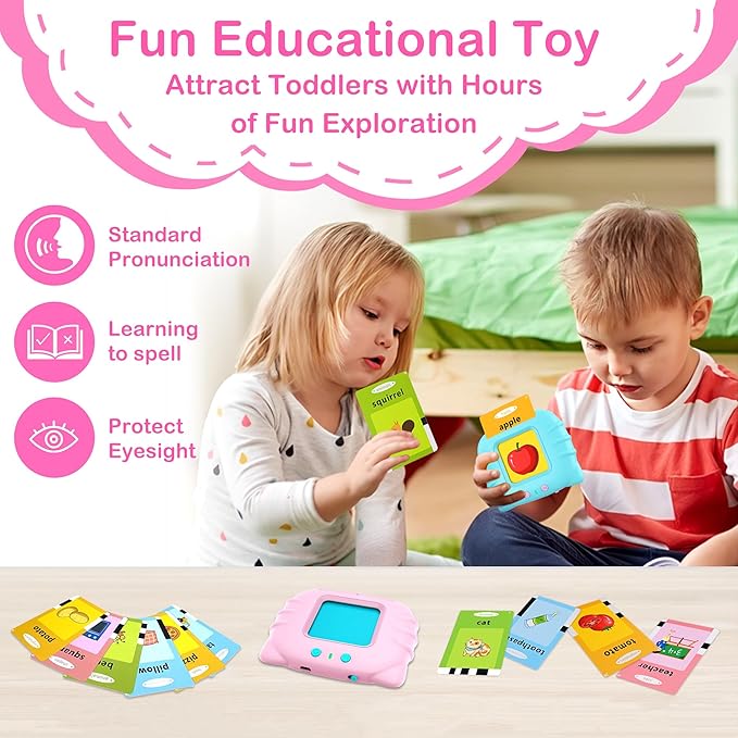 Sensory Toys Montessori Toys for 2 3 4 5 6 Year Old Speech Therapy Materials Autism Toys 192 Cards 384 Sides ABC 123 Sight Words Toddler Toys Educational Learning Toys Talking Flash Cards Girls Gift