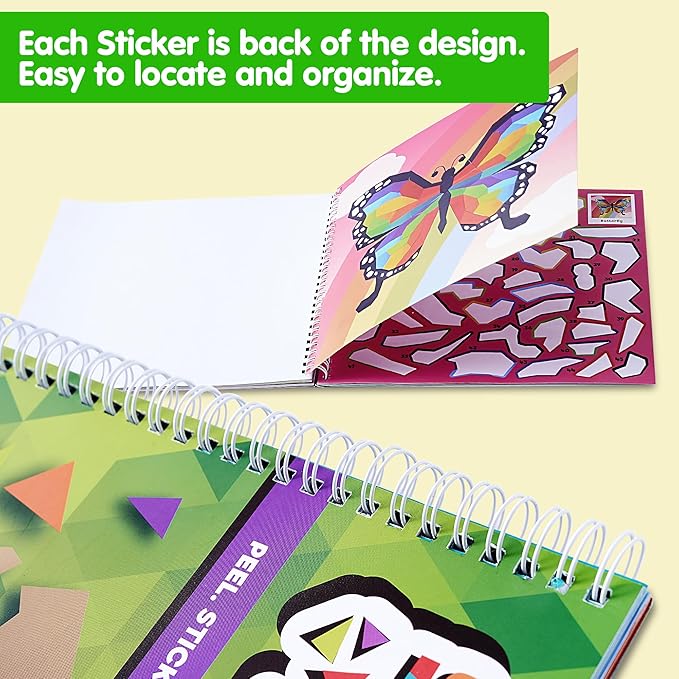JOYIN 4-Pack Crafts for Kids Sticker Painting Book Gift Party Favor Creations 40 Pictures - Mess-Free Art Play for Kids' Creative Adventures at Home and While Traveling