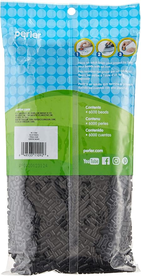 Perler Beads Fuse Beads for Crafts, 6000pcs, Black & Beads Bead Tweezer Tools, 2 pc 4.25 Inch