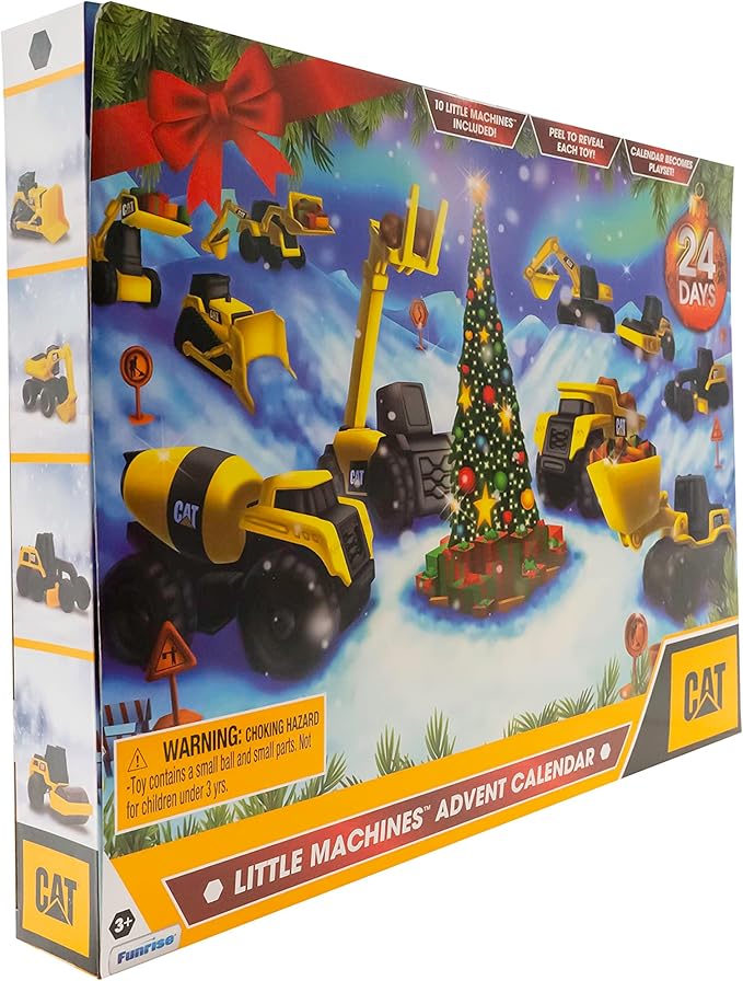 CAT Construction Toys, Little Machines Advent Calendar - Kids Toys for Ages 3 and Up - 24 Piece Set with 10 Little Machines Vehicles & Magic Insta-Dirt!