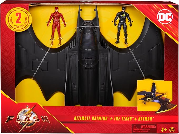 DC Comics, The Flash Ultimate Batwing Set The Flash and Batman Action Figures, 4-inch Playset Kids Toys for Boys and Girls 3 and Up