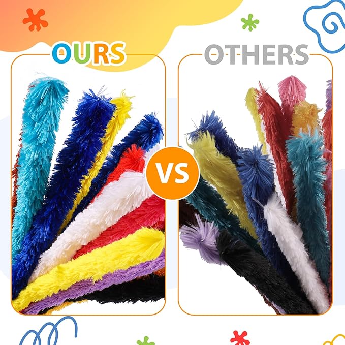 Caydo 50PCS Extra Thick Pipe Cleaners Craft Supplies 10 Colors Jumbo Pipe Cleaners Chenille Stems for Kids Craft DIY Projects Creative Decoration, (30 mm x 12 Inch)