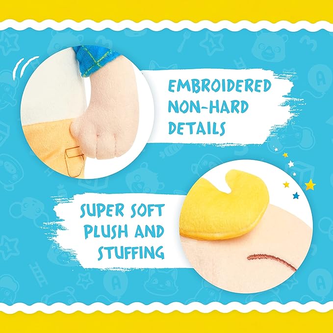 Just Play Cocomelon 100% Recycled Materials 13-inch JJ Plush Stuffed Doll, Super-Soft and Huggable, Kids Toys for Ages 18 Month