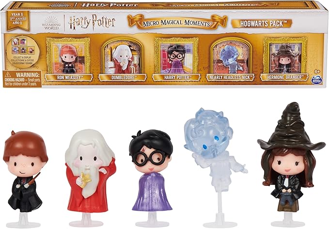 Wizarding World Harry Potter, Micro Magical Moments Hogwarts 5-Pack Figures Set & Display Cases (Amazon Exclusive), Kids Toys for Ages 6 and up