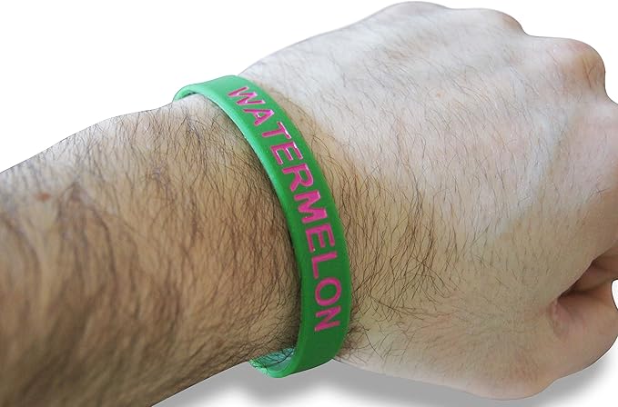 Novel Merk Watermelon Green Party Favor & School Carnival Prize Silicone Rubber Band Wristband Bracelet (12 pieces)