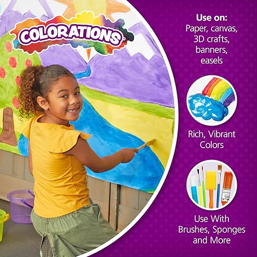 Colorations Washable Glitter Paint, 16 fl oz, Black, Non Toxic, Vibrant, Bold, Kids Paint, Craft, Hobby, Fun, Art Supplies