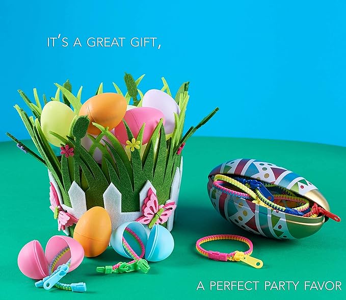 UpBrands 96 Party Favors for Kids Easter Egg Stuffers, Friendship Zipper Bracelets 7.5” Stress Relief Fidget Toys, Kit for Valentines, Birthday, Goodie Bags, Easter Egg Fillers, Classroom Rewards