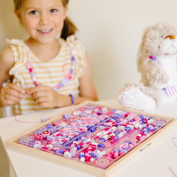 Melissa & Doug Created by Me! Sparkle & Shimmer Beads Wooden Bead Kit, 340+ Beads for Jewelry-Making