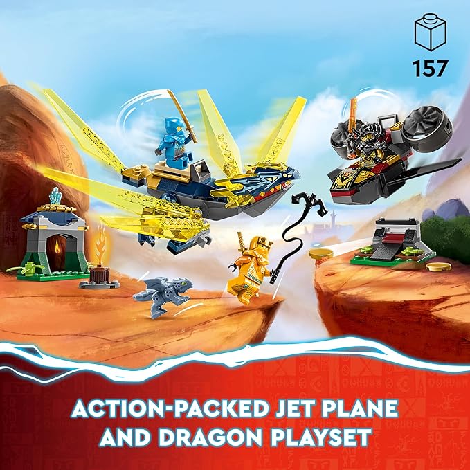 LEGO NINJAGO NYA and Arin’s Baby Dragon Battle 71798 Ninja Building Toy, Features a Jet, 2 Dragons, 3 Minifigures and Baby Riyu, Gift Idea for Toddlers Ages 4+