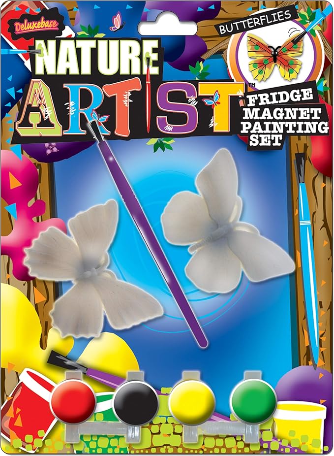 Nature Artist - Butterfly from Deluxebase. Fridge Magnet Painting Set and Colorful Arts and Crafts for Kids, Great for Animal Party Favors and Creative Toys.