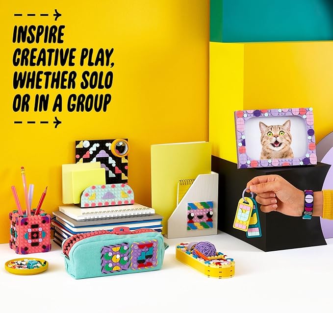 LEGO DOTS Designer Toolkit - Patterns 41961, 10 in 1 Toy Craft Set for Kids with Patches, Photo Frame, Pencil Holder, Storage Tray, Creative Activity
