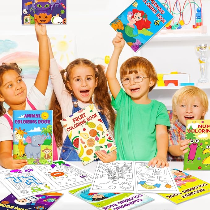 Lionoble 24 Pack Coloring Books for Kids Ages 4-8, Small Coloring Books for Kids Party Favors Bulk Birthday Gifts Goodie Bags Stuffers Classroom Activity Includes Animals Mermaid Dinosaur