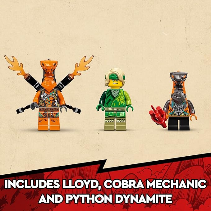 LEGO NINJAGO Lloyd’s Race Car EVO, 71763 Toys for Kids 6 Plus Years Old with Quad Bike, Cobra & Python Snake Figures, Collectible Mission Banner Set