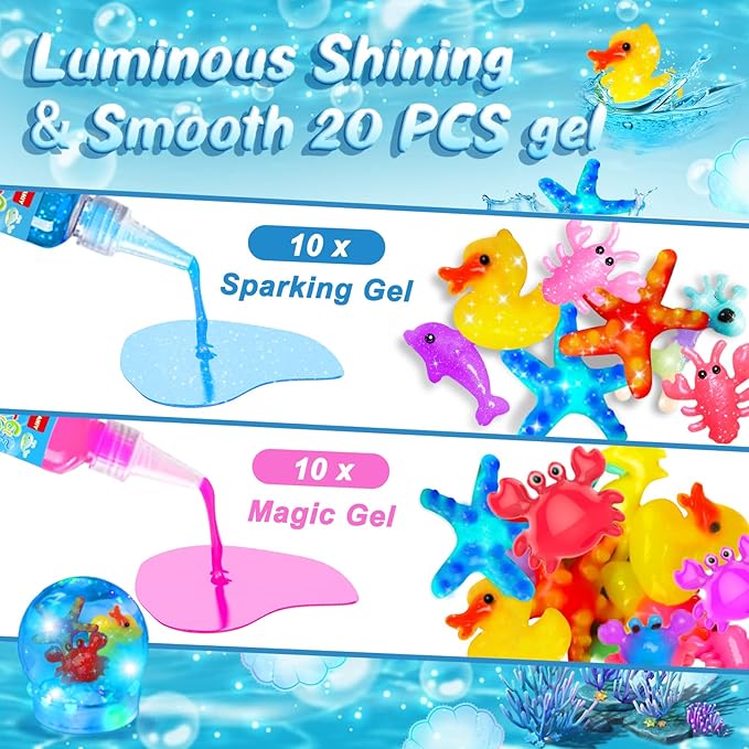 Aqua Fairy Water Gel Kit, Magic Water Elf Toy Kit, Aqua Fairy, Magic Water Elf Kit with 20 Magic Gels, 24 Shape Molds, Children's DIY Magic Water Gel Kit, Birthday Gifts for Girls and Boys