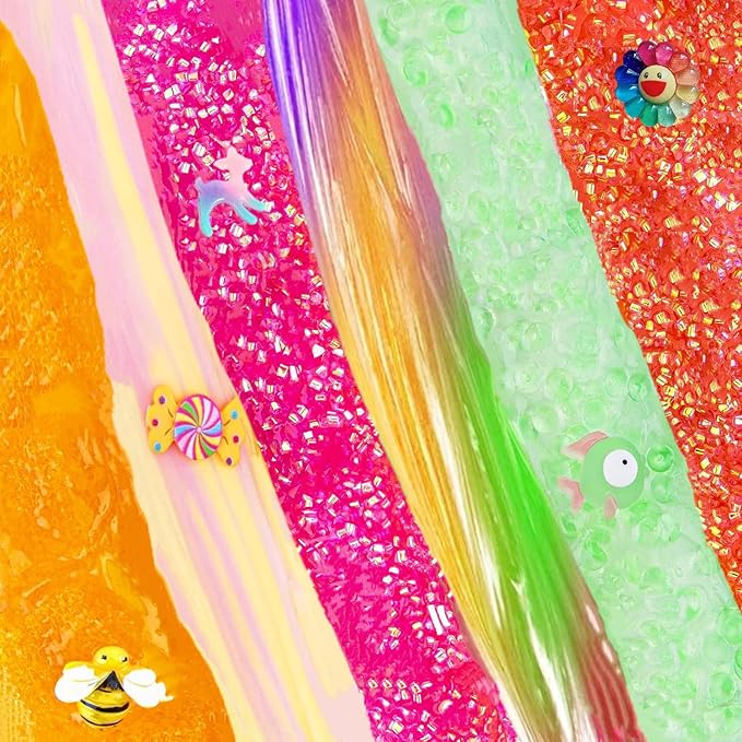 Newest Crunchy Slime Set 12 Packed for Kids,Super Soft and Non-Sticky Stress Relief Clear Slime Toy,DIY Butter Slime Party Favor for Girls & Boys