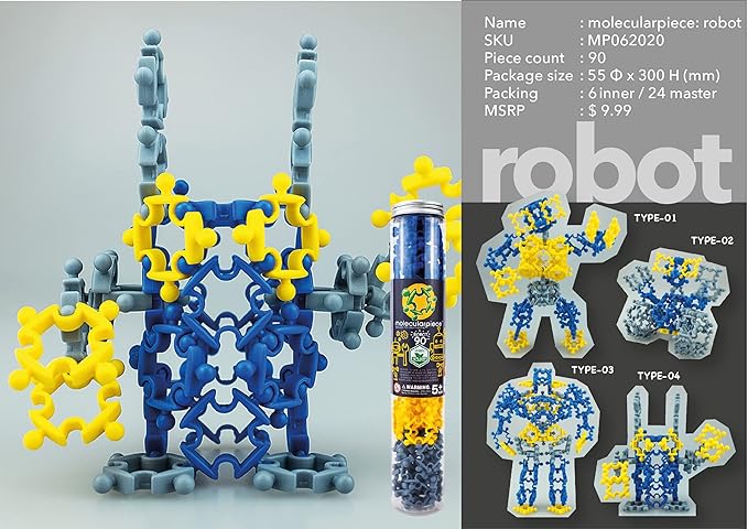 Robot (90 pcs) Eco-Friendly 4D STEM Educational Building Toy for Creative Kids | Party Activity | Gift Idea | Portable | Travel-Friendly | Durable | Hours of Fun | Build Up Your Own