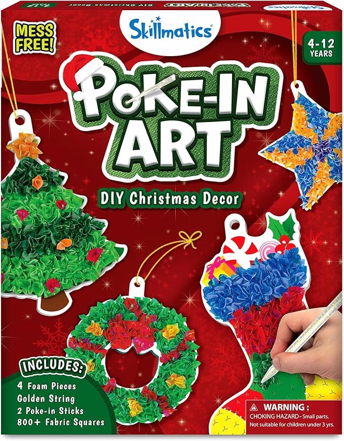 Skillmatics Art & Craft Activity - Poke-in Art Christmas Decor, Mess-Free Art for Kids, Craft Kits, DIY Activity, Gifts for Girls & Boys Ages 4, 5, 6, 7, 8, 9, 10, 11, 12