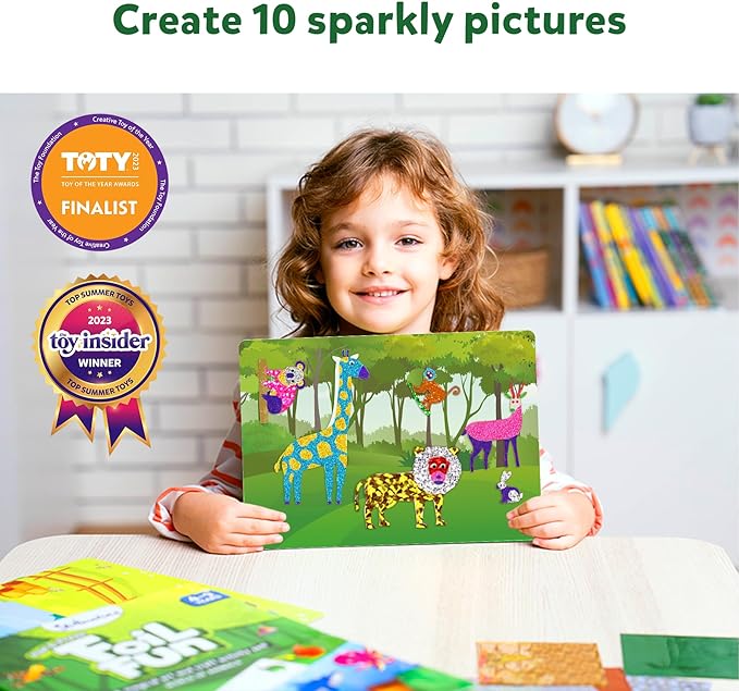 Skillmatics Art & Craft Activity - Foil Fun Animals, No Mess Art for Kids, Craft Kits & Supplies, DIY Creative Activity, Gifts for Boys & Girls Ages 4, 5, 6, 7, 8, 9, Travel Toys