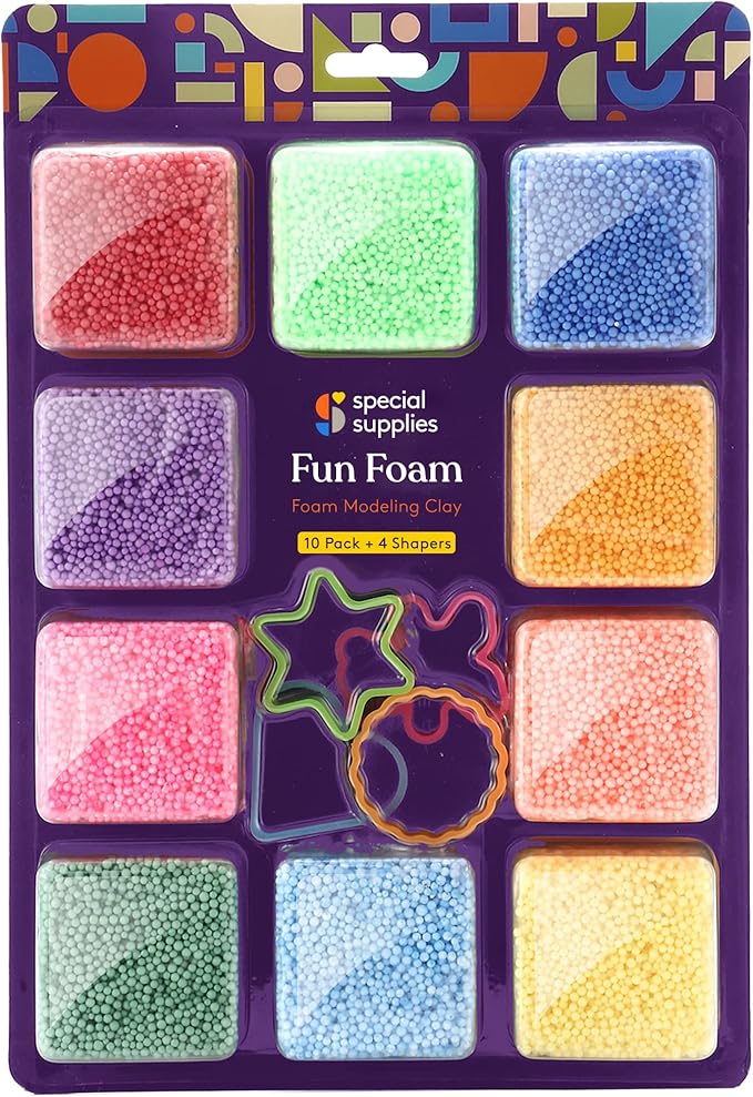 Special Supplies Fun Foam Modeling Foam Beads Play Kit, Children’s Educational Clay for Arts Crafts Kindergarten, Preschool Kids Toys Develop Creativity, Motor Skills (10-Pack)