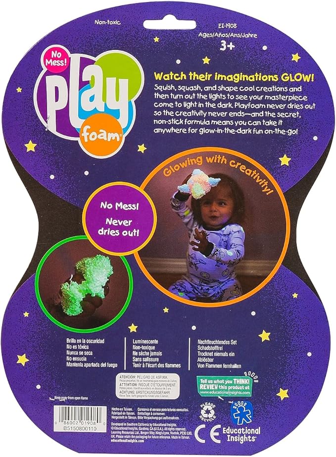 Educational Insights Playfoam Glow-In-The-Dark 4-Pack, Fidget & Sensory Toy, Gift for Boys & Girls, Ages 3+