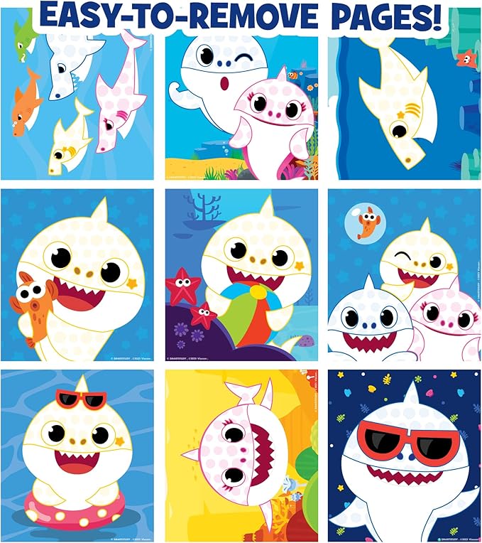 Horizon Group USA Baby Shark Dot Art Pad, Paint and Decorate a Baby Shark Coloring Book with 18 Pages, Includes 3 Dot Markers for Less-Mess Painting, Baby Shark Art Set, Baby Shark Arts and Crafts