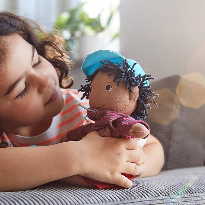 HABA William 12" Soft Boy Doll - Machine Washable with Removable Clothing and Embroidered Face