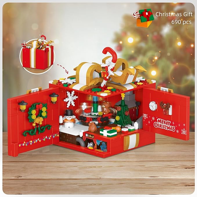 Mini Block Building Set (690pcs), Artwork Gift for Education for Kids & Adults, Easy to Assemble, DIY Building Bricks Set, Children Interactive Toys, Santa Claus