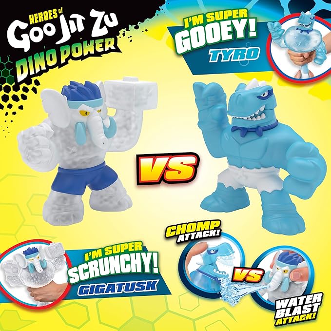 Heroes of Goo Jit Zu Dino Power Versus Pack Versus Pack - 2 Action Figures - Artic Showdown - Tyro Vs Gigatusk