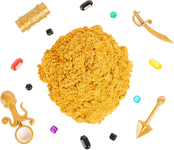 Kinetic Sand, Treasure Hunt with 14 Surprise Reveals & 1.62lbs Rare Shimmer Gold Play Sand, Sensory Toys for Kids Ages 3 and up