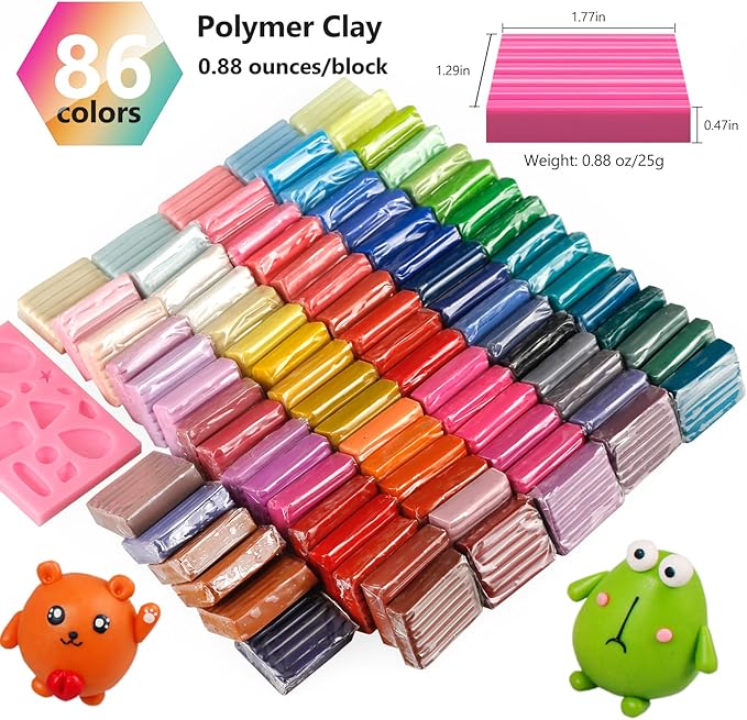 CiaraQ Polymer Clay Kit, Oven Bake Modeling Clay with Sculpting Tools, 86 Colors, 5.31 lb