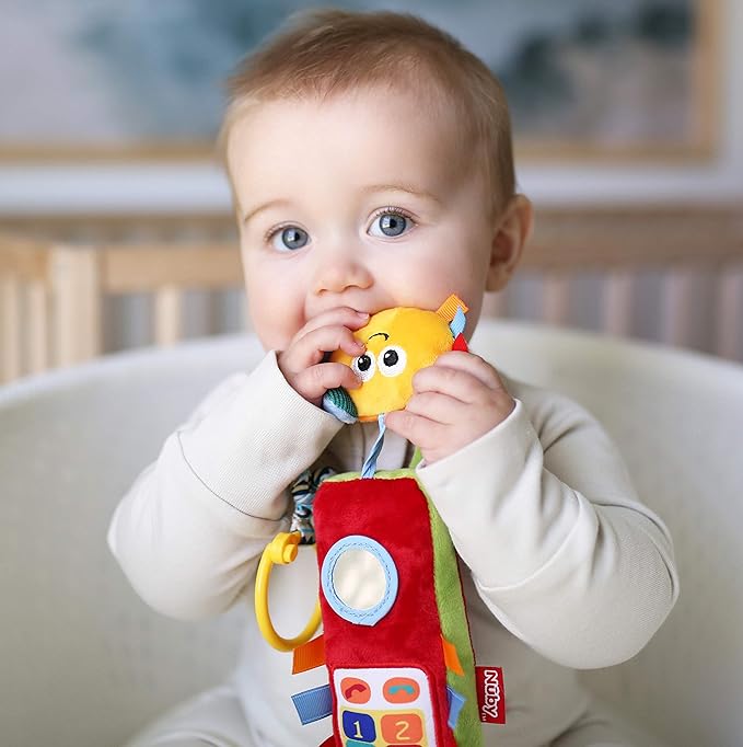 Nuby Plush Phone Pals Musical Hanging Toy with Connector Ring: 0M+, Multi