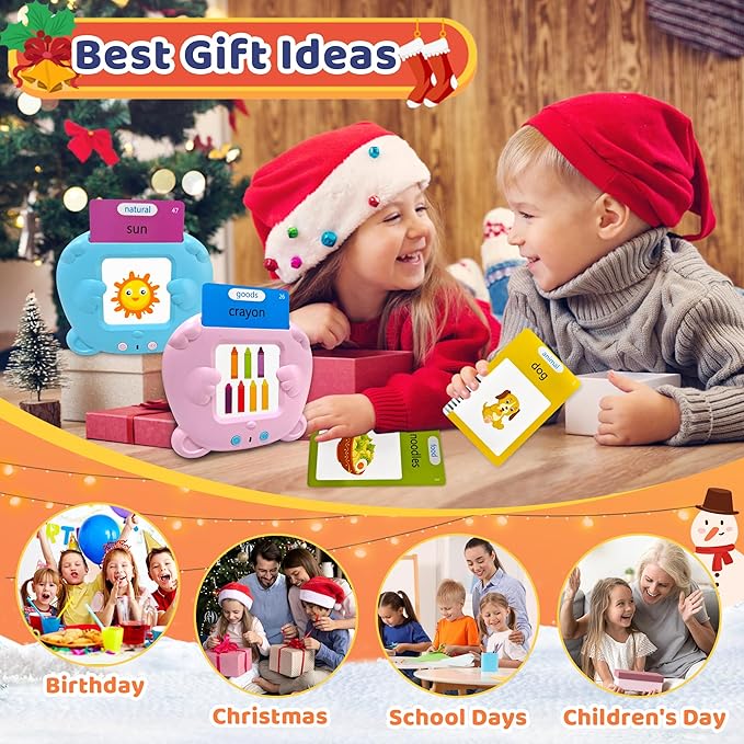Toddlers Talking Flash Cards, Baby Learning Cards with 224 Sight Words, Educational Toy Gifts for Toddler 3-12 Year Old Boys and Girls, Montessori Toys, Speech Therapy, Autism Sensory Toys, Blue