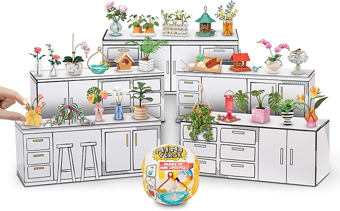 MGA's Miniverse Make It Mini Lifestyle™ Home Series 1 (6 Pack) Mini Collectibles, Mystery Blind Packaging, DIY, Crafts, Resin Play, Replica Items, Mini Plants, Birdhouses, Bouquets Collectors, 8+