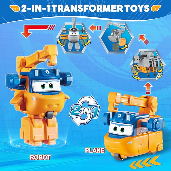 Super Wings Transformer Toys, 2 in Marty Robot Transformer Action Figures, 2-in-1 Mode Robot Transformer Toys for Boys Girls 4-6 6-8, Fun Plane Toys for Boys Toddlers Kids Age 3 4 5 6 7 8