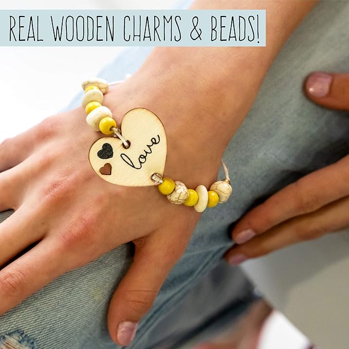 STMT DIY Wooden charm & Tassel Jewelry Art & Craft Kit by Horizon Group USA, Design & Create 10Piece of Vsco Girl Jewelry, Includes Wood Charms, Colorful Tassels, Beads, Chains & More, Multicolored