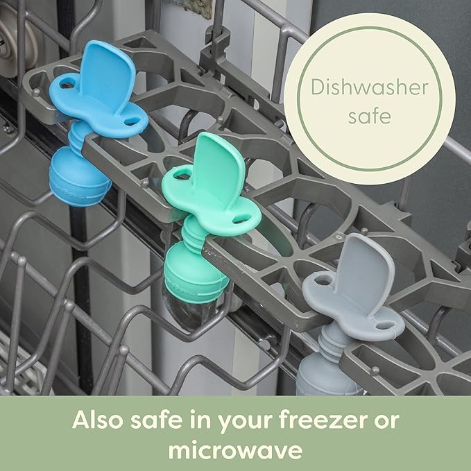 UpwardBaby 3 Pack Silicone Baby Feeding Spoons with Anti Choke Barrier - Baby Spoons Self Feeding 6 Months, First Stage Infant Supplies, Toddler Utensils, Baby Led Weaning Soft-Tip Training Spoons