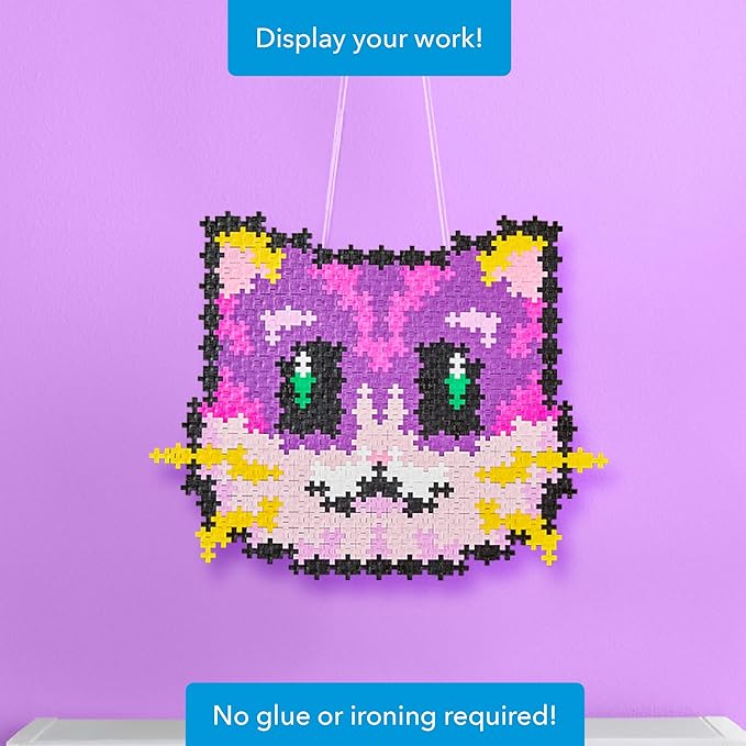Plus Plus Puzzle By Number, 500 Piece Mini Interlocking Hashtag Color Blocks, 3D Pixel Art Kit for Kids - Kitten