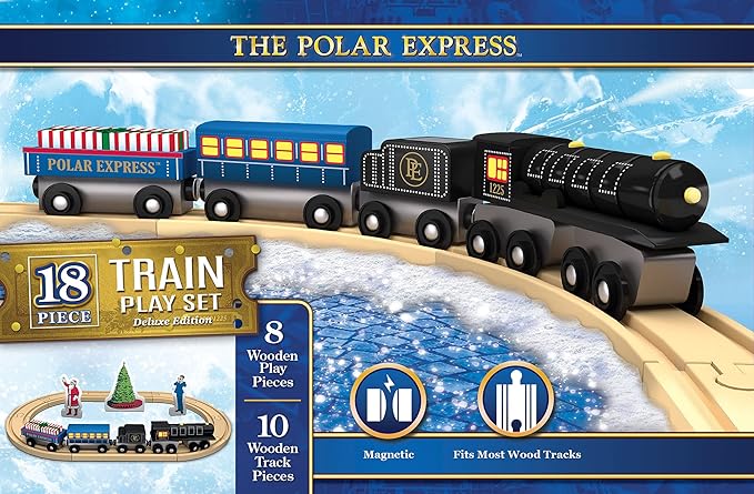 MasterPieces Wood Train Sets - The Polar Express 18 Piece Train Set