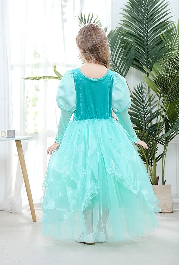 Dressy Daisy Girls Princess Dress Up Costume Mermaid Halloween Xmas Birthday Parties Long Sleeve Size 5-6 Green