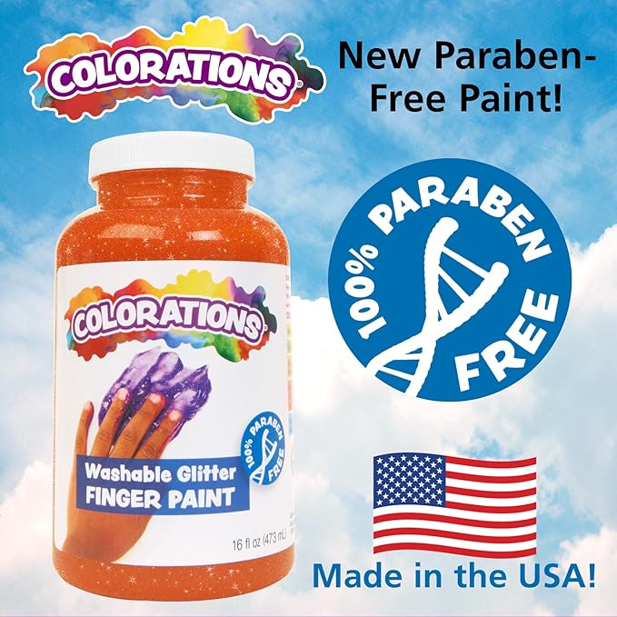 Colorations® Violet Washable Glitter Finger Paint, 16oz, Paint, Washable Paint, Finger Paint, Kids Paint, Washable Paint For Kids, Finger Paints For Toddlers Non-Toxic, Tempera Paint, Toddler Paint