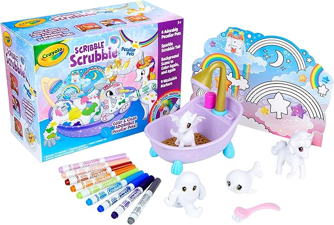 Crayola Scribble Scrubbie Peculiar Pets, Washable Pet Grooming Toy for Kids, Arts & Crafts, Gifts for Girls & Boys, Ages 3, 4, 5