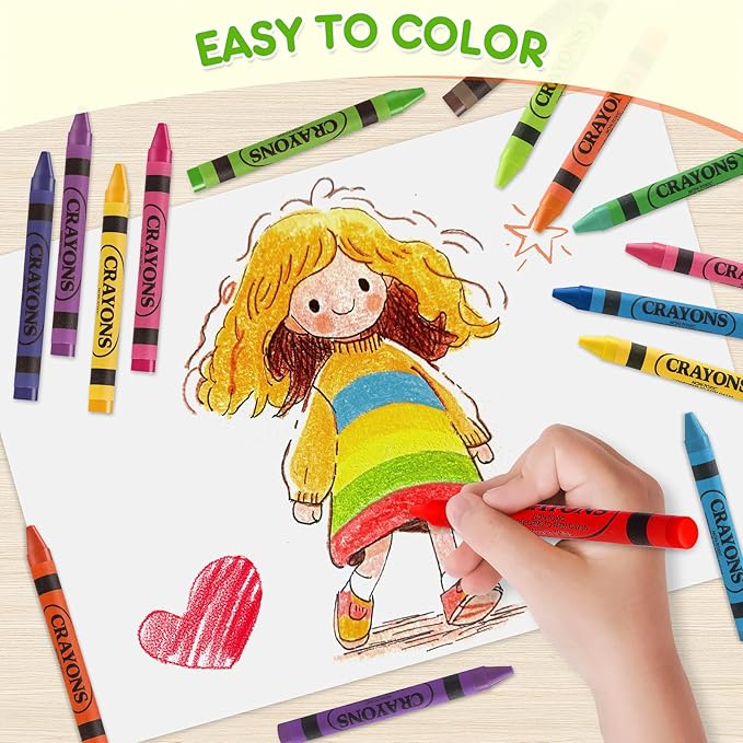 Crayons 24 Count, 36 Pack Crayons Bulk of Assorted Colored, Crayons for Toddlers and Kids, Back to School Supplies for Kids, Durable & Non-Toxic Travel Crayons Party Favors for Classroom & Home
