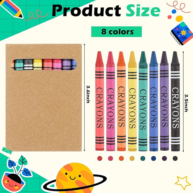Crayons Bulk 8 Different Color Crayon Wrapped Wax Mini Boxes Bulk Party Favors Packs for Classroom Home Birthdays School Teachers(125 Packs)