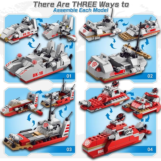 Sitodier STEM Building Set Toy | 811pcs Construction 25 in 1 Cruiser Ocean Ship Building Toy for 6 Years Up Boys | 25 Models Engineering Building Bricks Kit for Kids Ages 6 7 8 9 10 11 12 Years Old