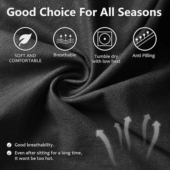 Recliner Couch Cover Leather Look Recliner Sofa Covers for 3 Cushion Reclining Sofa Slipcovers 8-Pieces Furniture Protector Spandex Fabric Washable (3 Seater, 01 Dark Gray)