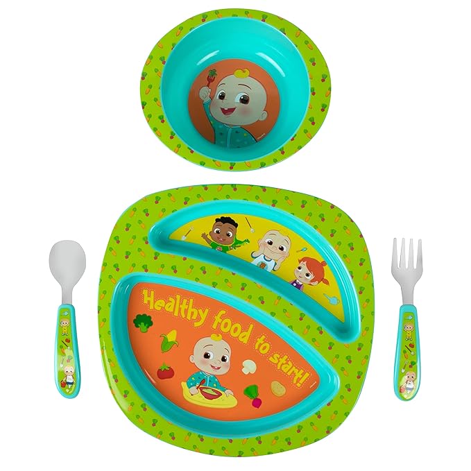 The First Years CoComelon Dinnerware Set - Toddler Plates and Toddler Utensils- 4 Count
