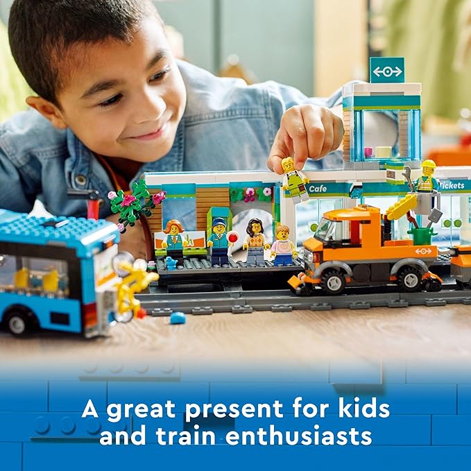 LEGO City Train Station Building Toy Set - Pretend Play Set for Kids, Boys & Girls, Ages 7+ - with Bus, Rail Truck, & Tracks - Compatible with Other City Sets - Gift Ideas for Birthdays - 60335