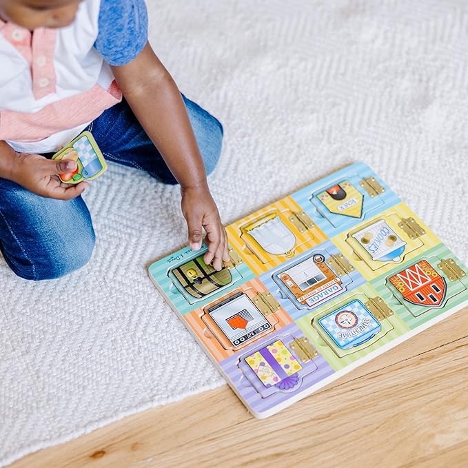 Melissa & Doug Hide and Seek Wooden Activity Board With Wooden Magnets